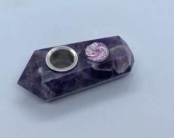 Dream Amethyst Quartz Mini Pipe, Amethyst Mini Pipe, Crystal Mini Pipe, Quartz Mini Pipe, Gemstone Pipe, Purple Quartz Pipe