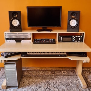 60" Maple top studio desk w/ open-sided keyboard tray