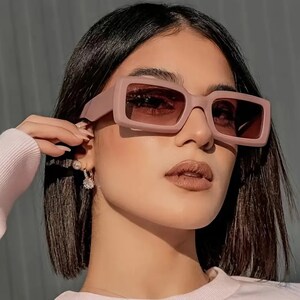 Fashion Rectangular Sunglasses Vintage Ladies Stylish Design Oversized Square Sunglasses