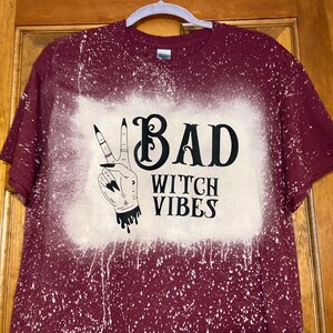 Bad Witch Vibes Custom Bleached T-shirt, Bleached T-shirt, Original Shirt, Hand-Bleached Shirt, Halloween Shirt