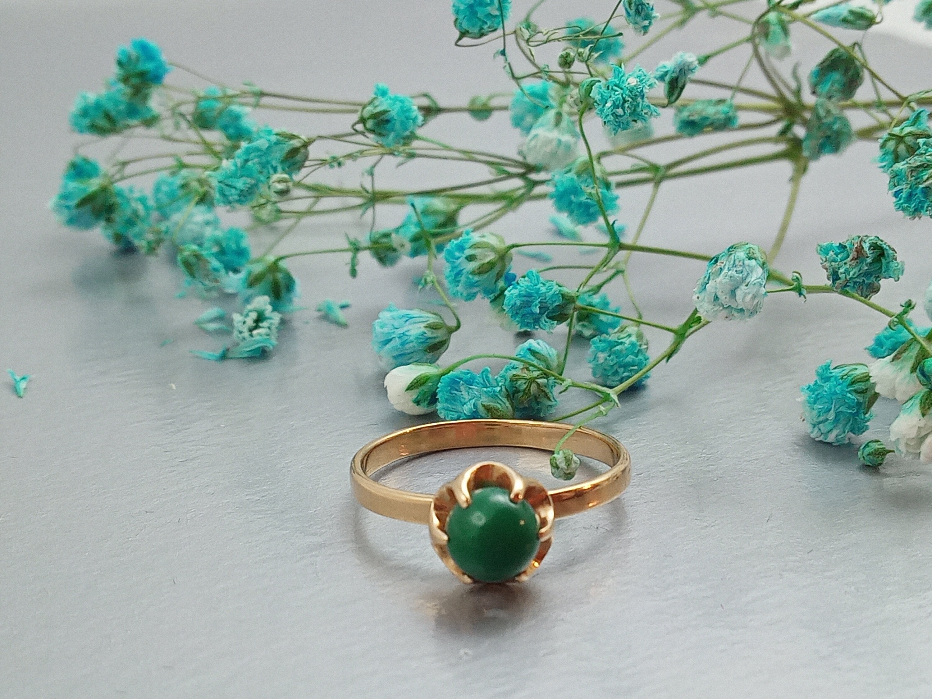Vintage Russian jewelry Cute Ring Gold 14K 583 Chrysoprase Etsy