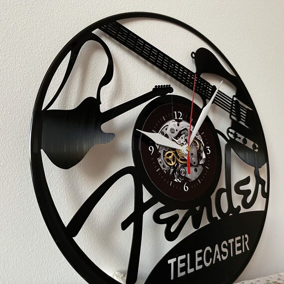 Fender Guitar Wall Art Vinyl Record Wall Clock Room Decor Etsy