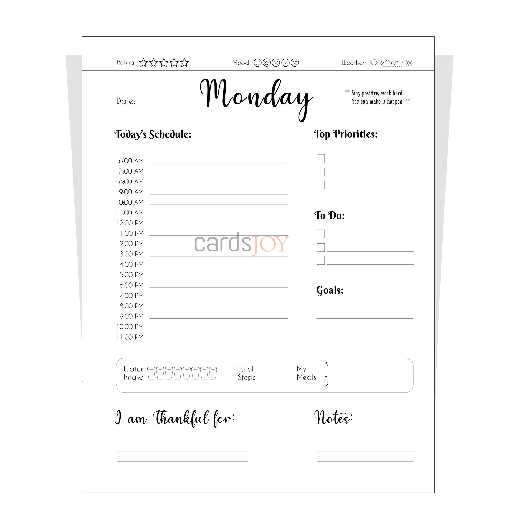 printable weekly planner seven day planner work planner pdf etsy