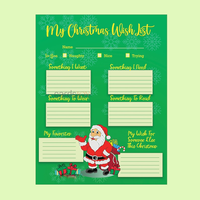 Christmas Wish List, Christmas Download, Santa List, Santa Wish List