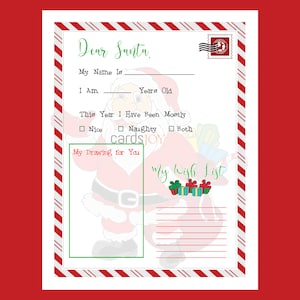 Letter To Santa, Kids Letter To Santa, Christmas Letter, Home Printable Letter to Santa, Instant Download, PDF Letter to Santa,