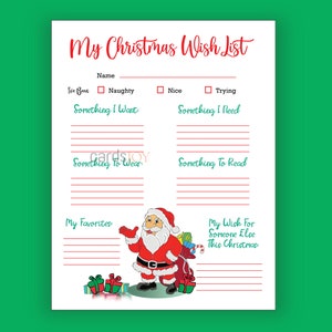 Weihnachts-Wunschliste, Weihnachts-Download, Weihnachtsmann-Wunschliste, Sofort-PDF-Download, Weihnachtsliste, druckbares Zuhause, sauberes Design