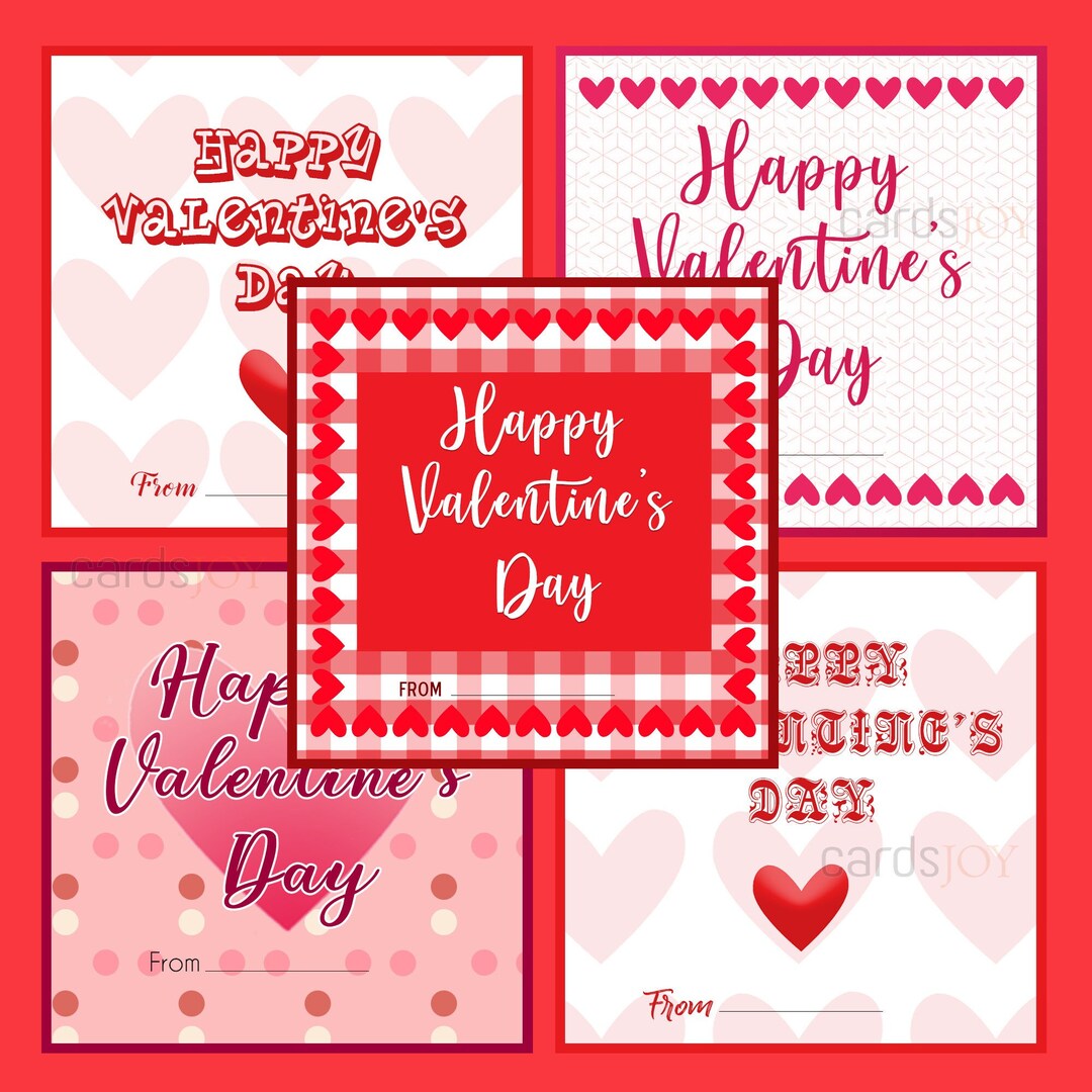 Printable Valentine's Day Cards. Kid's Valentine's Day Instant PDF JPG ...