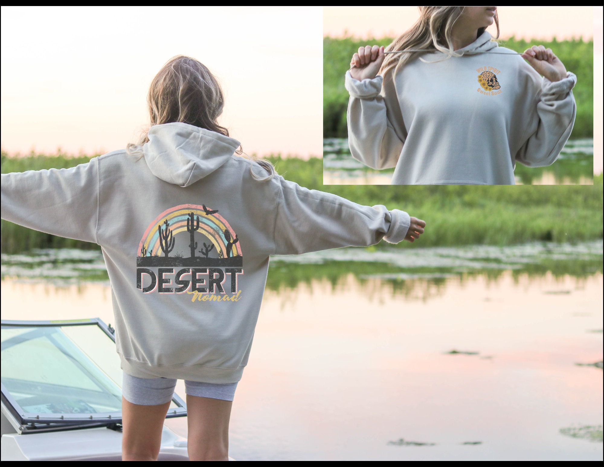 Desert Nomad Good Vibes Skull Retro 