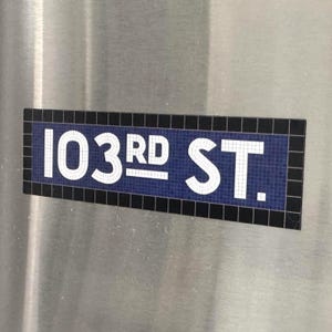 NYC Subway Refrigerator Magnet - 103rd Street | IND 8th Ave Line | Central Park West | B, C trains | 3.2 inches x 1 inch