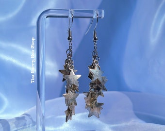 Grunge Silver Star Cluster Earrings | alt goth punk edgy silver | Glam by The Berry Box Shop