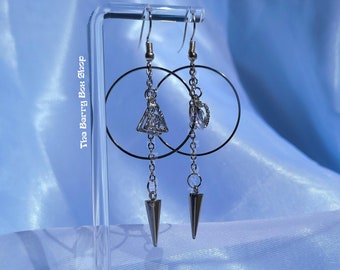 Grunge Silver Hoop Earrings | alt goth punk edgy silver | by The Berry Box Shop
