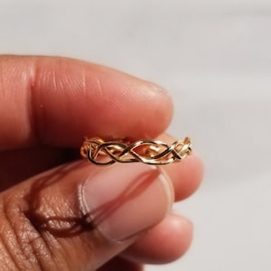 Braided Wire Ring, Midi Wire Ring, Wire Wrapped Ring, Braided Band, Adjustable and Stackable, Gold Plated, Serenity