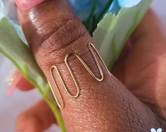 Gold Swirly Ring Non-Tarnish, Best Friend, Handmade, Wire Wrapped, Thick, Stackable, Gold Plated, Dainty, Adjustable, Geometric, Jewlery