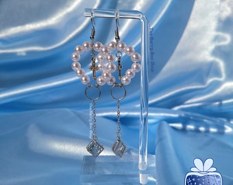 Round grunge pearl earrings | alt goth punk edgy silver | Gothic Crystal Jewelry by The Berry Box Shop