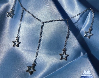 Grunge Stargirl Silver Layered Necklace | alt goth punk edgy silver | Starlink by The Berry Box Shop