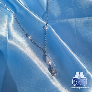 Teardrop Pearl Necklace | Y2K Grunge Jewelry alt goth punk edgy silver | by The Berry Box Shop