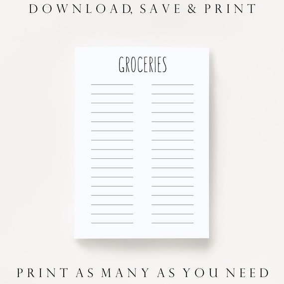 Grocery List Printable. Printable Grocery List. Printable - Etsy