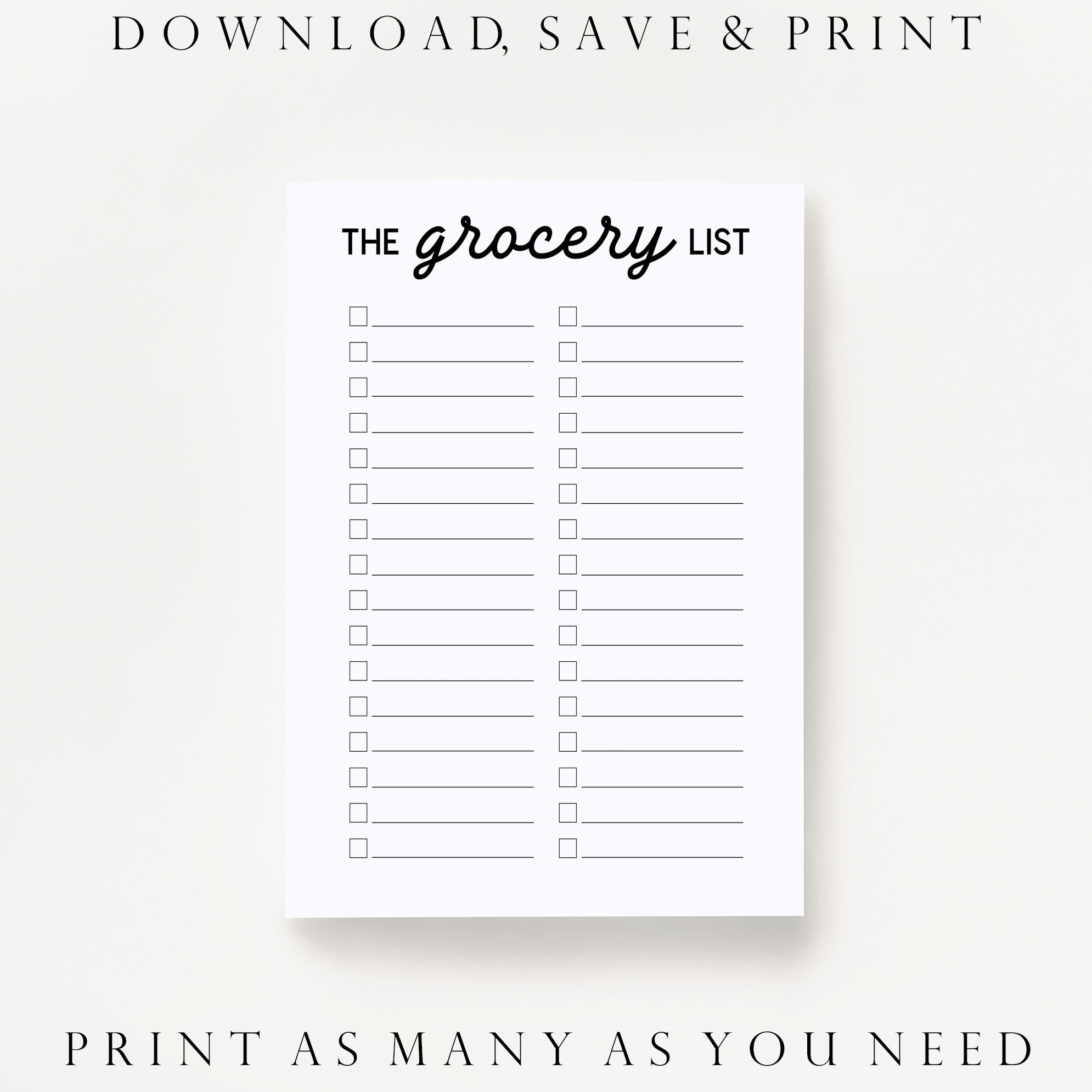 Grocery List Printable Shopping Checklist Funny Grocery List Food 