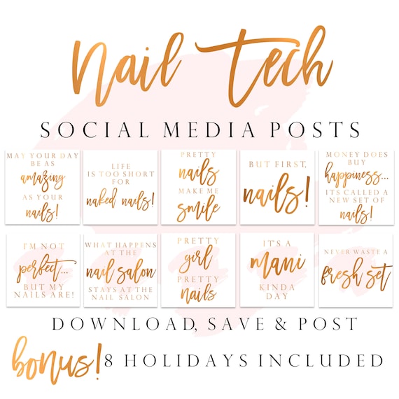 Build Engagement for Instagram Feed Instagram Posts Nail Quotes Social Media Bundle Boujee Nails Marketing Digital Download