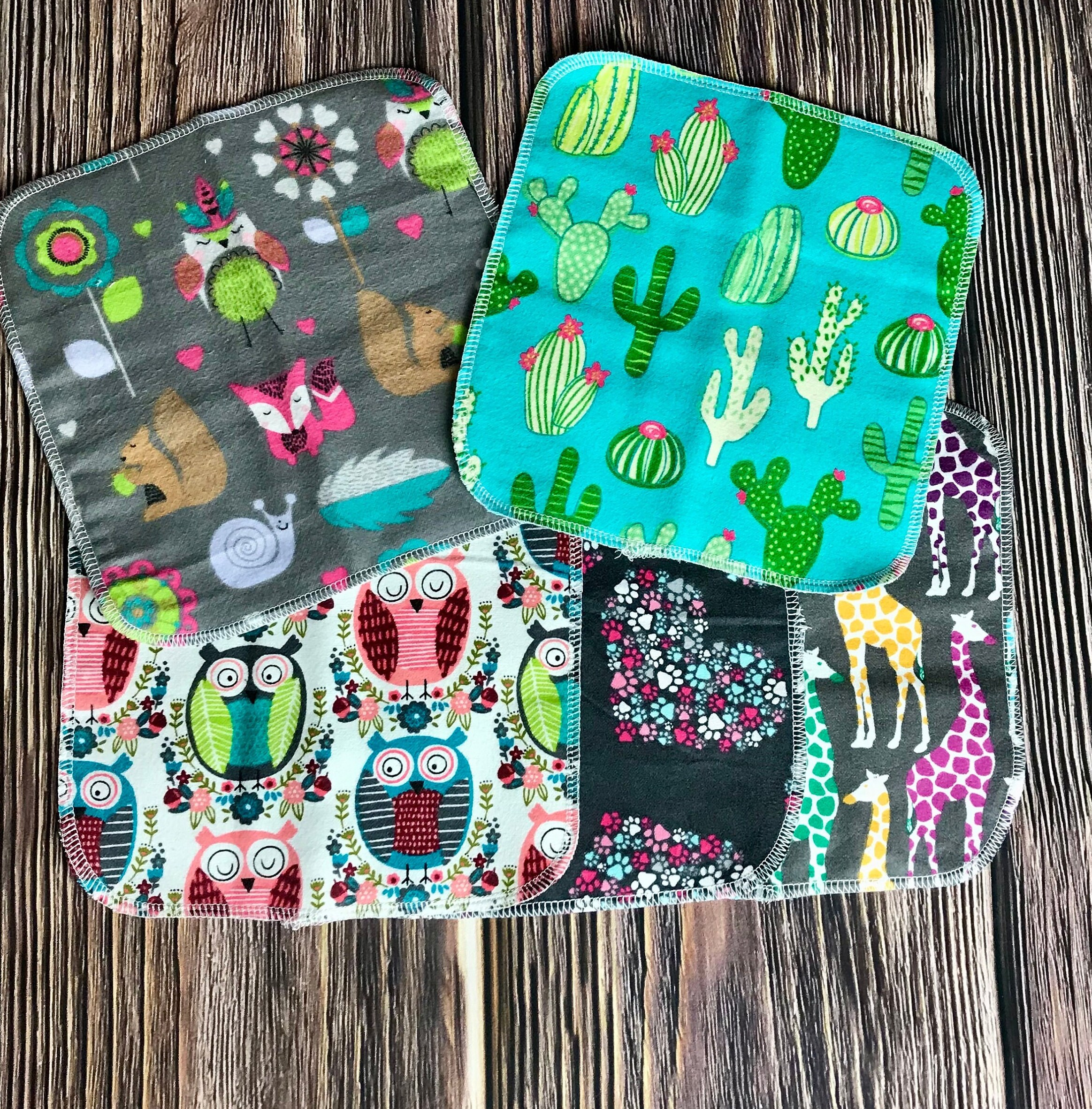 Reusable Wash Cloths, Reusable Wet Wipes, Flannel Washcloths, 2 Ply