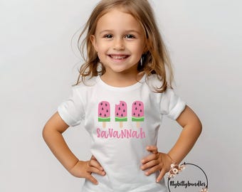 Girls Watermelon Embroidery Shirt, Personalized Watermelon Shirt, Summer Baby, Beach Shirt, Toddler Summer Shirt, Watermelon Birthday