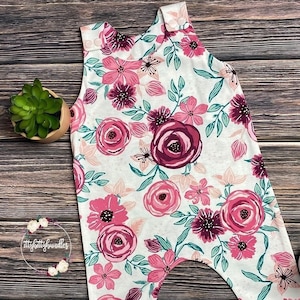 Floral Baby Romper, Floral Baby Clothes, Floral Baby Harem Romper, Girls Baby Clothes, Toddler Romper, Unique Baby Clothes