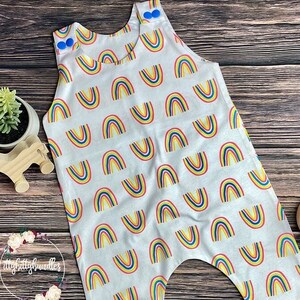 Rainbow Baby Romper, Baby Girl Romper, Rainbow Harem Romper, Going Home Outfit, Rainbow Toddler Romper, Baby Shower Gift, Harem Romper
