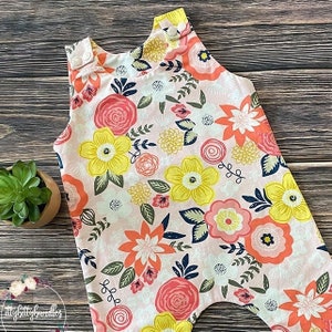Spring and Summer Baby Romper, Floral Baby Clothes, Floral Baby Harem Romper, Baby Girl Romper, Baby Shower Gift, Coming Home Outfit