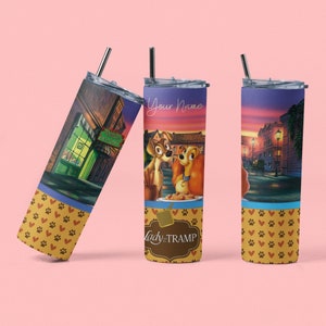 Disney Lady and the Tramp Skinny tumbler 20oz, sublimation tumbler , Custom tumbler