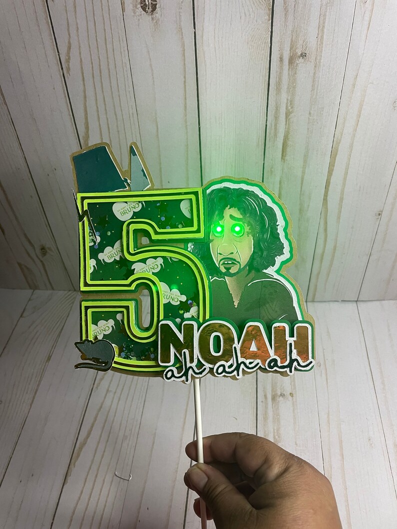 Bruno Encanto Disney Inspired Cake Topper With Green Lights Etsy