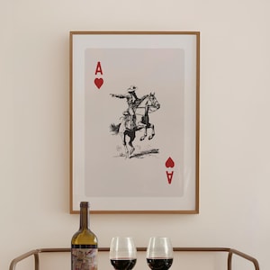 Western wall art cowboy playing card print poster retro trendy art prints vintage poster coastal cowgirl digital download trendy home decor