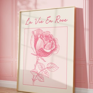 Coquette room decor aesthetic preppy print DIGITAL DOWNLOAD trendy romantic aesthetic y2k dorm room decor wall art la vie en rose prints