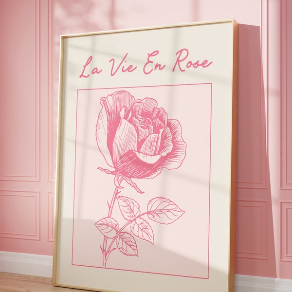 Coquette room decor aesthetic preppy print DIGITAL DOWNLOAD trendy romantic aesthetic y2k dorm room decor wall art la vie en rose prints