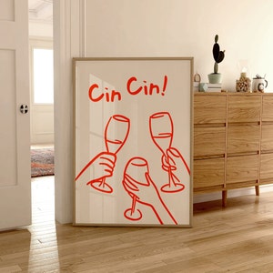 美的 cin cin チアーズ バーカート カクテル ウォールアート プレッピー プリント デジタルダウンロード トレンディ マキシマリスト 寮の部屋の装飾 キッチン ミニマリスト かわいい