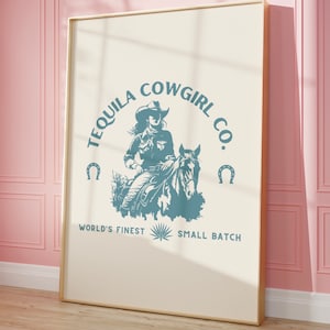 Coastal Cowgirl Tequila PNG CYFROWE POBIERANIE sztuka wydruk ścienny sztuka western nashville cowgirl estetyczne wydruki rodeo howdy disco modny bar cart