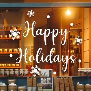 Christmas Window Decal, Happy Holidays Decal, Wall Vinyl Decal, Shop Retail Window Display, Xmas Shop Display, Christmas Shop Decal