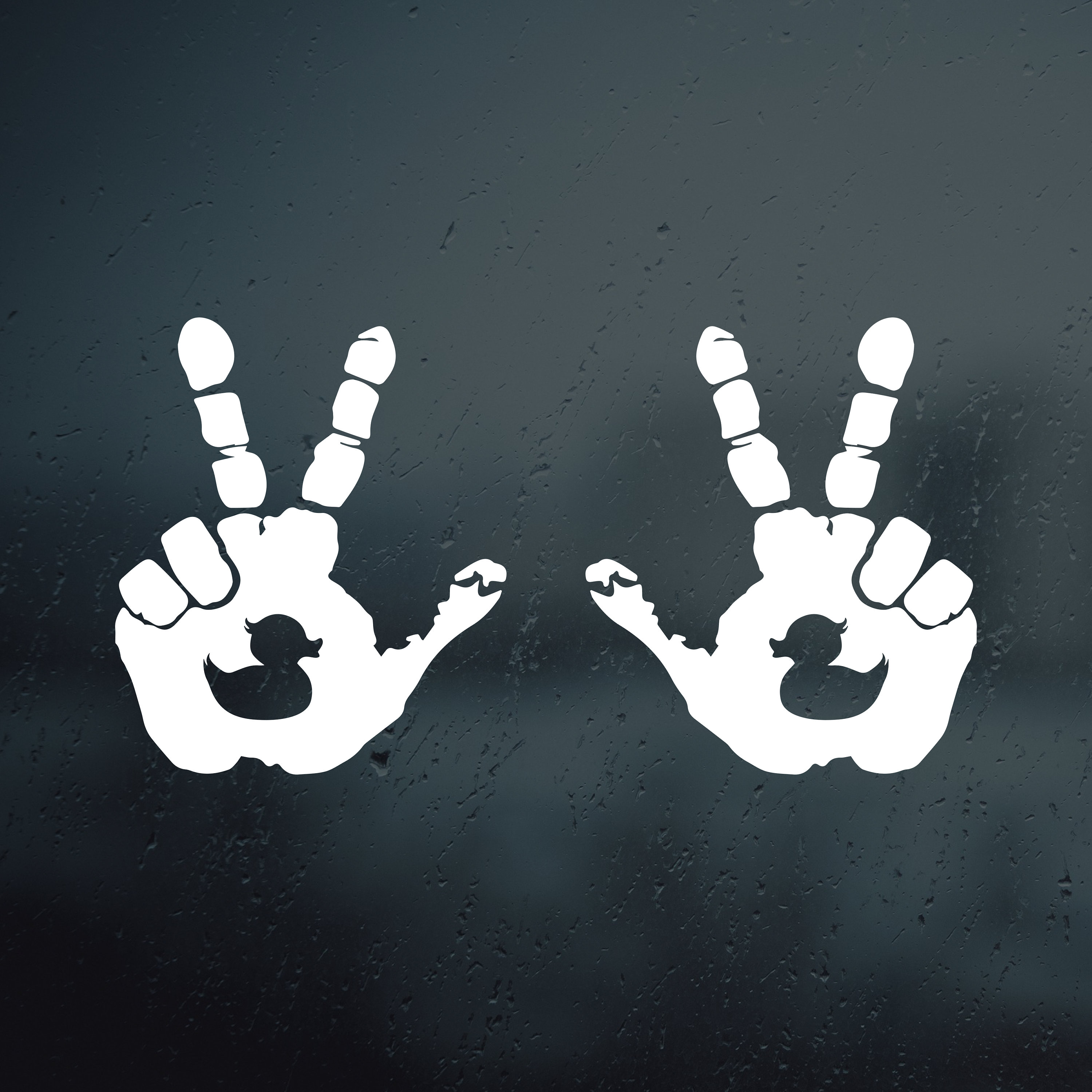 Two-finger Wave With Duck! Vinyl Decal Sticker | Peace Wave