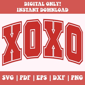 XoXo Svg Png Pdf Dxf Eps, Saint-Valentin Svg, Saint-Valentin Png, Lover Varsity, Valentine’s Varsity Svg, Valentine’s Varsity Png