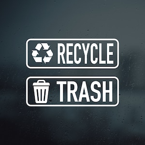 Trash and Recycle Vinyl Decal Sticker | Set of 2 decals
