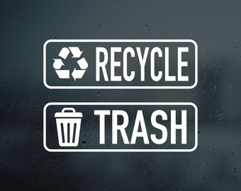 Trash and Recycle Vinyl Decal Sticker | Set of 2 decals
