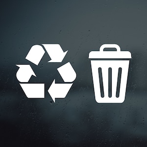 Trash and Recycle Vinyl Decal Sticker | Set of 2 decals