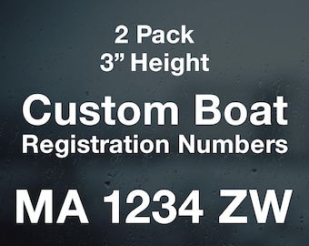 Set of 2 Boat Numbers, Watercraft Registration Numbers, Boat Jet Ski decals, custom number decal number custom boat decals