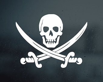 Pirate Skull And Crossbones Color Window Decal Sticker | Custom Made In The USA | Fast Shipping - Foto 8