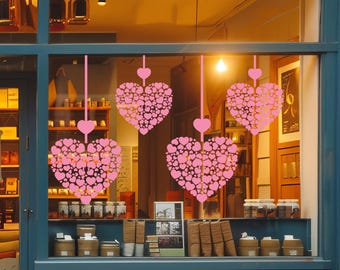 Sticker fenêtre Saint-Valentin, sticker mural Saint-Valentin, art mural Saint-Valentin, sticker festif en vinyle