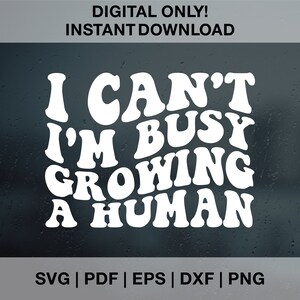 Je ne peux pas, je suis occupé à faire grandir un humain SVG PNG PDF Dxf Eps, grossesse révèlent svg png, faire-part de bébé svg png, future maman Svg Png, fichier coupé