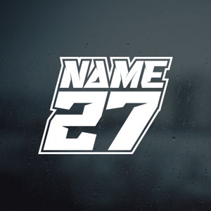 Custom Racing Name and Number Vinyl Decal | Custom Dirt bike Mx Motorcycle Supercross Racing Track Dirtbike Kart MX ATV BMX Sticker