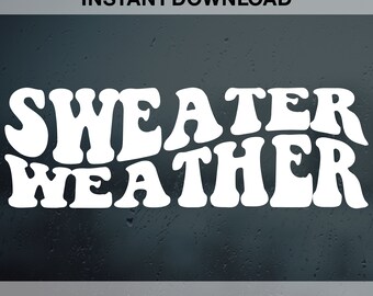 Maglione Meteo SVG PNG Pdf Dxf Eps File di taglio, Retro Autunno Svg, Autunno, Testo ondulato vintage, Maglietta Sublimazione Png, File di taglio Cricut, Silhouette