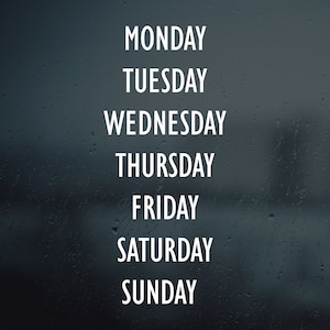 Days of the Week Labels Vinyl Decal Sticker, Labels for Week Days, Chalkboard Calendar, Classroom Days Decals, Days of the Week Labels