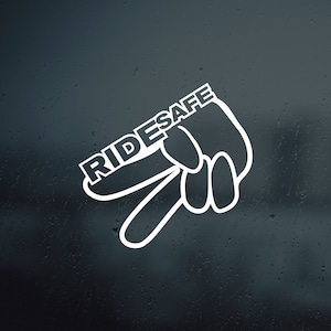 Ride Safe Biker wave 2 Fingers Down motorcycle wave Vinyl Decal Sticker