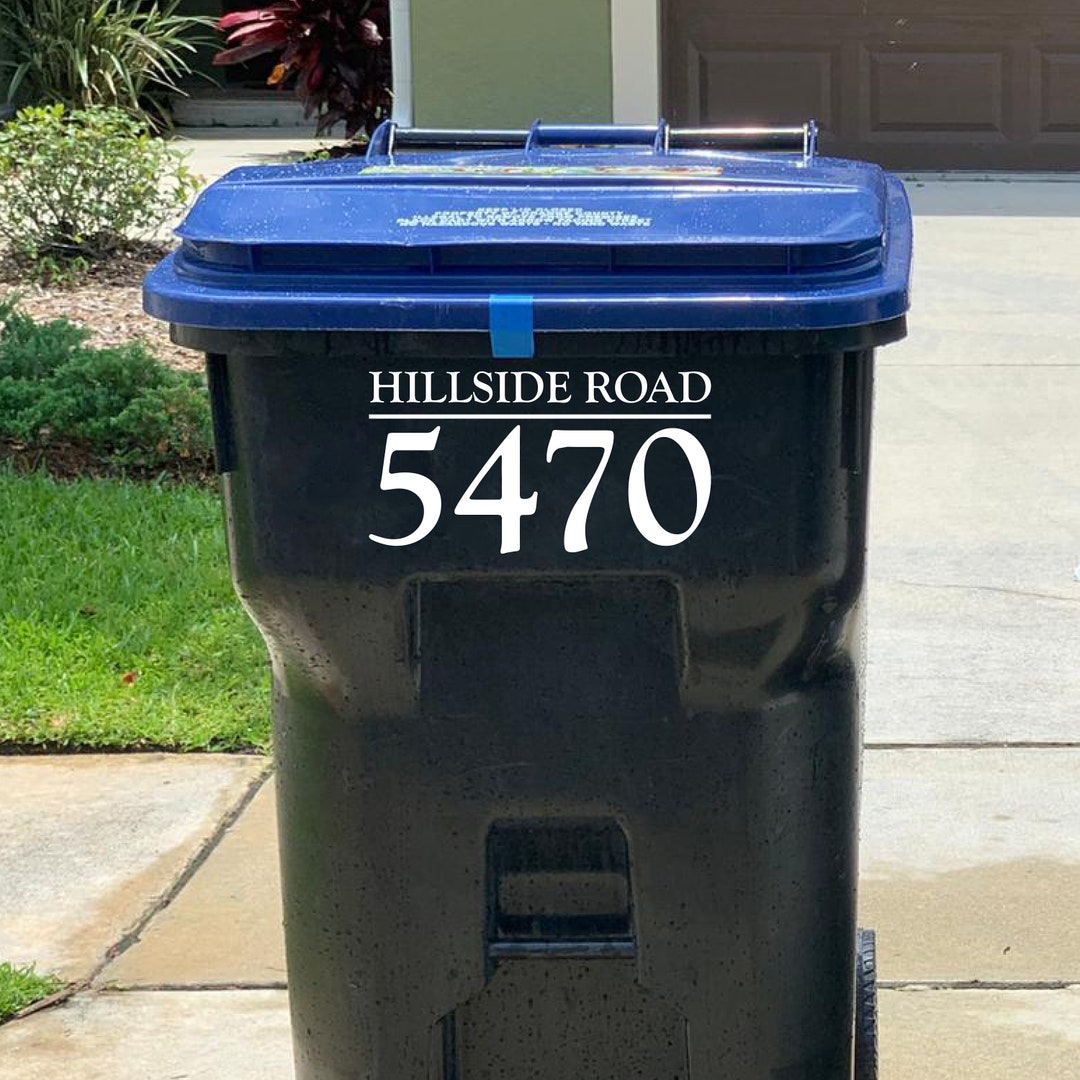 Trash Can Numbers Address Vinyl Decal Address Label Etsy